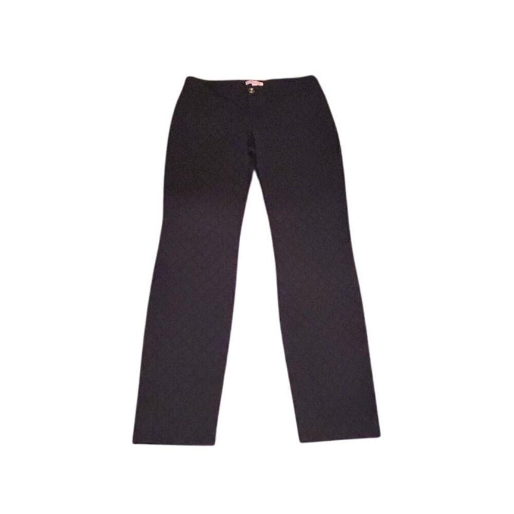 Lilly Pulitzer Kelly Textured Cotton Pants Midnight Navy Gold Button Womens Sz 4
